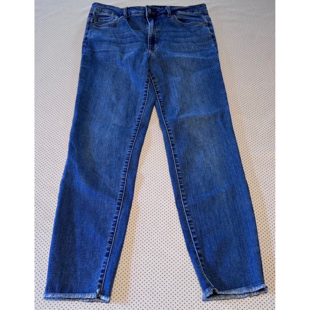 Tractr Blu Women's Skinny Jeans Medium Wash Frayed Raw Hem Stretch 29 by 26